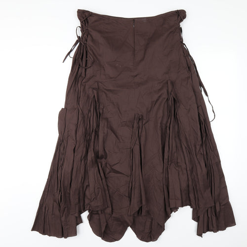 Per Una Womens Brown Cotton A-Line Skirt Size 16 Zip