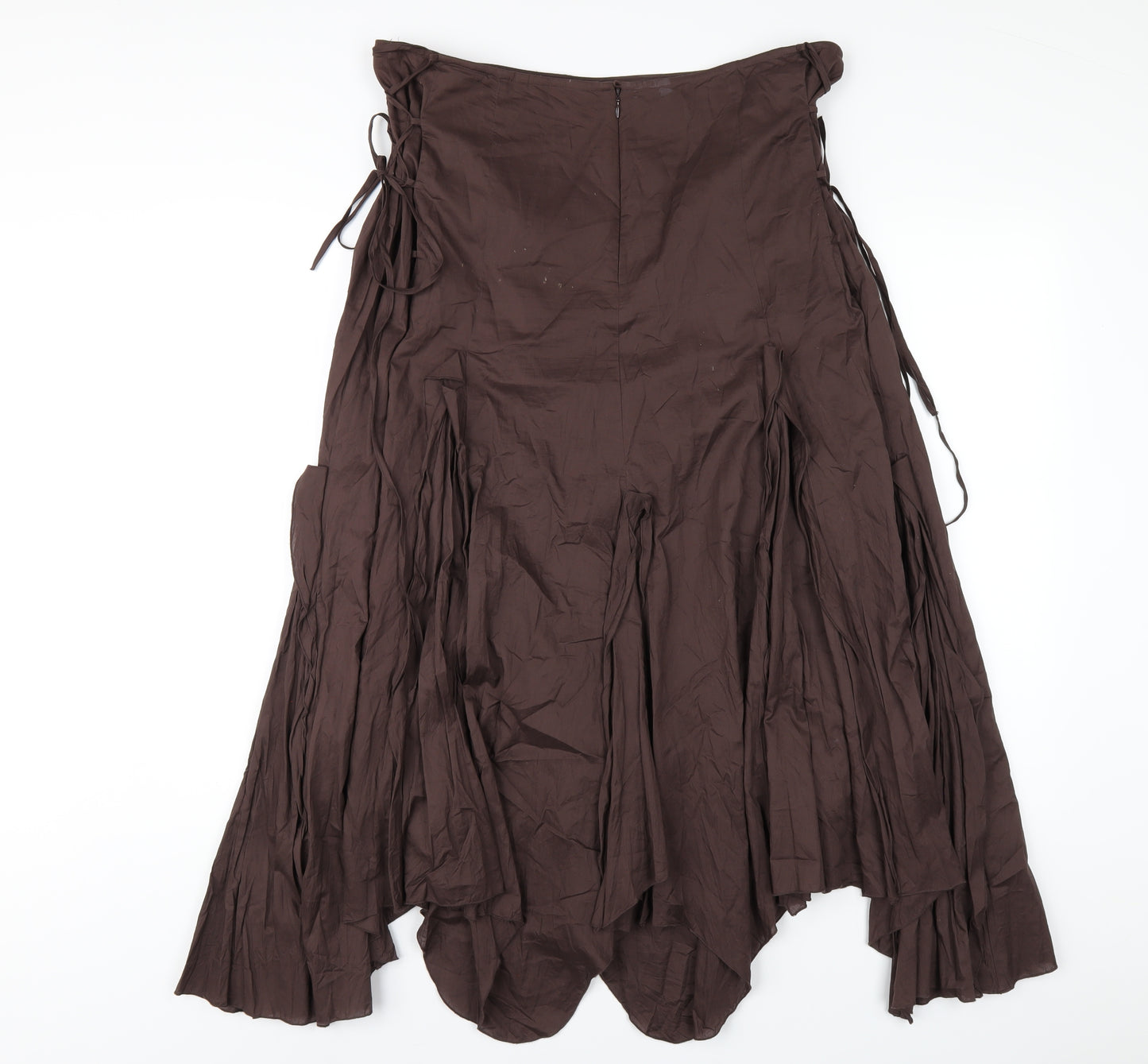 Per Una Womens Brown Cotton A-Line Skirt Size 16 Zip