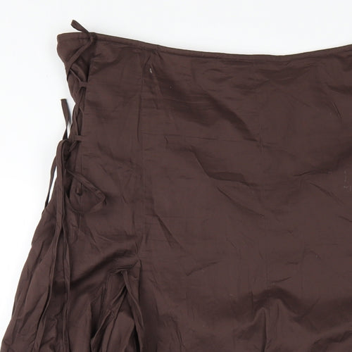 Per Una Womens Brown Cotton A-Line Skirt Size 16 Zip
