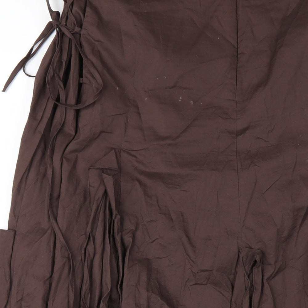 Per Una Womens Brown Cotton A-Line Skirt Size 16 Zip