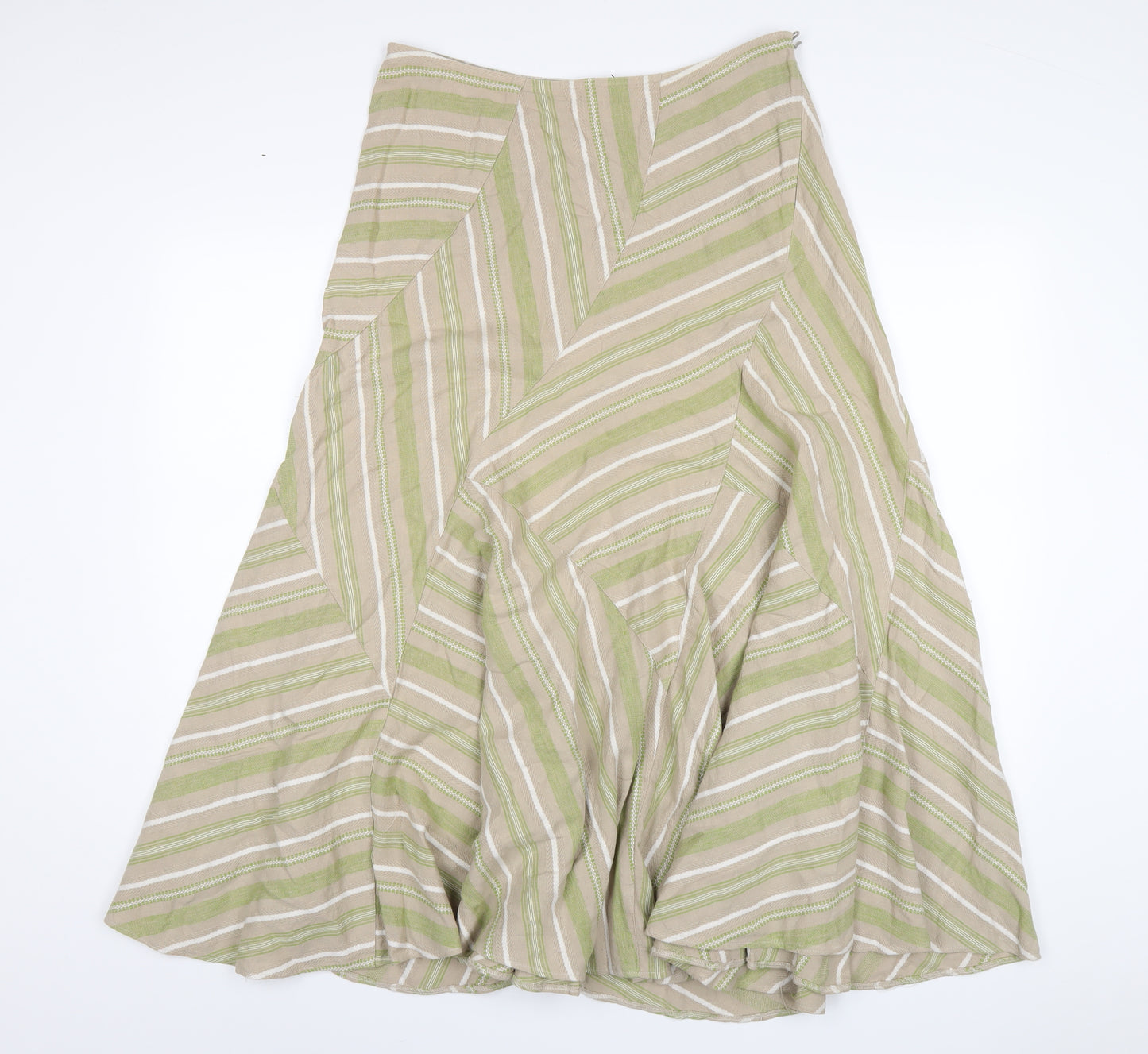 Per Una Womens Multicoloured Geometric Linen A-Line Skirt Size 12 Zip