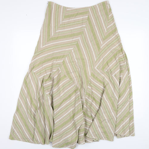 Per Una Womens Multicoloured Geometric Linen A-Line Skirt Size 12 Zip
