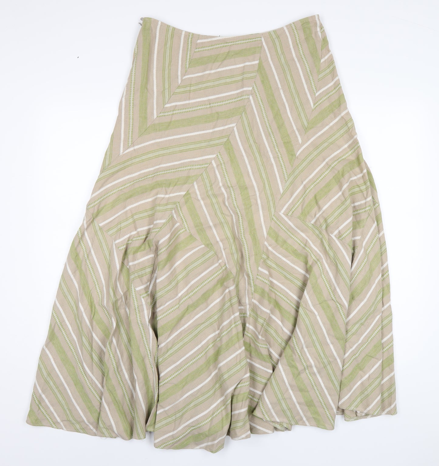 Per Una Womens Multicoloured Geometric Linen A-Line Skirt Size 12 Zip