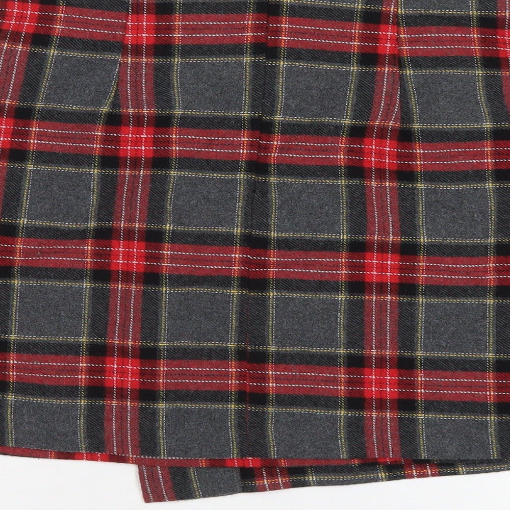 H&M Womens Multicoloured Plaid Polyester A-Line Skirt Size 8 Zip