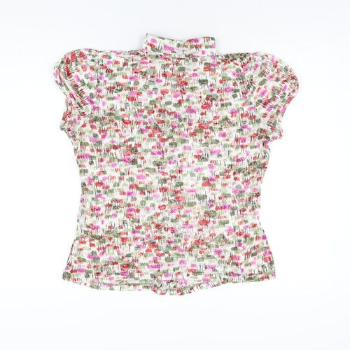 Per Una Womens White Floral Cotton Basic Blouse Size 14 Collared