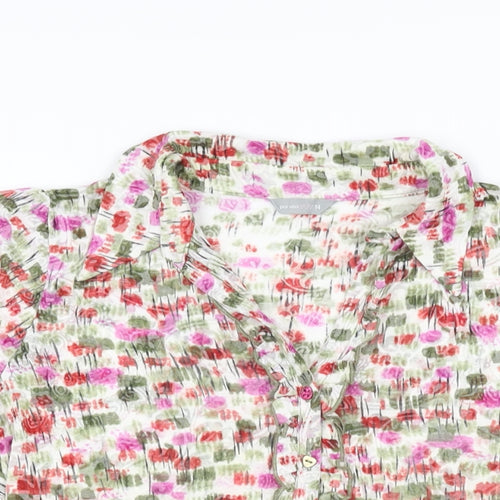 Per Una Womens White Floral Cotton Basic Blouse Size 14 Collared
