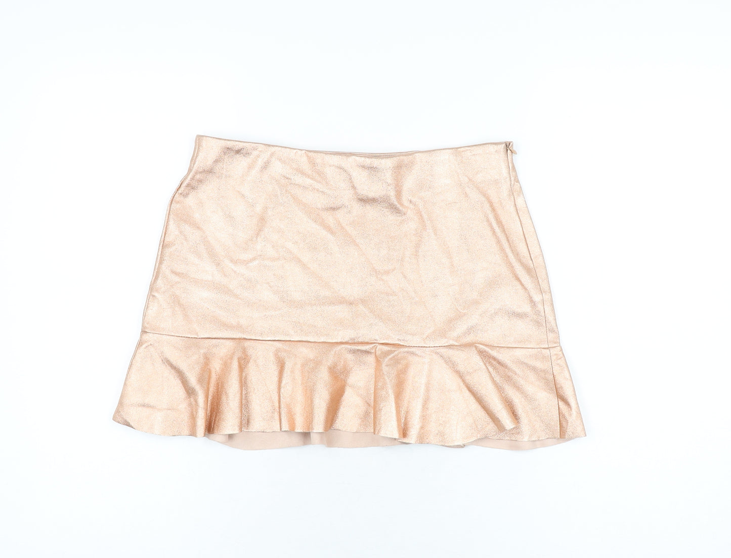 Zara Womens Pink Polyester Mini Skirt Size M Zip