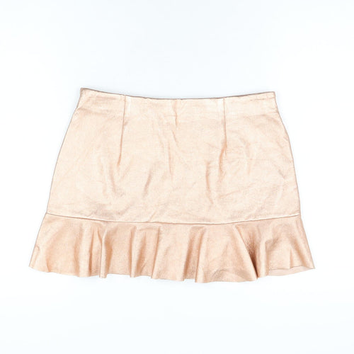 Zara Womens Pink Polyester Mini Skirt Size M Zip