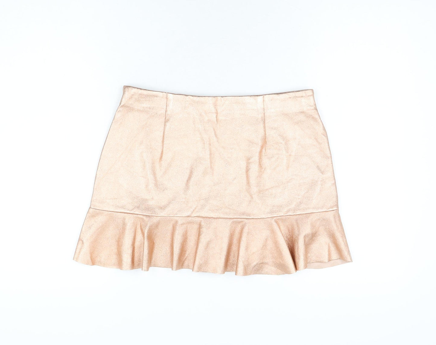 Zara Womens Pink Polyester Mini Skirt Size M Zip
