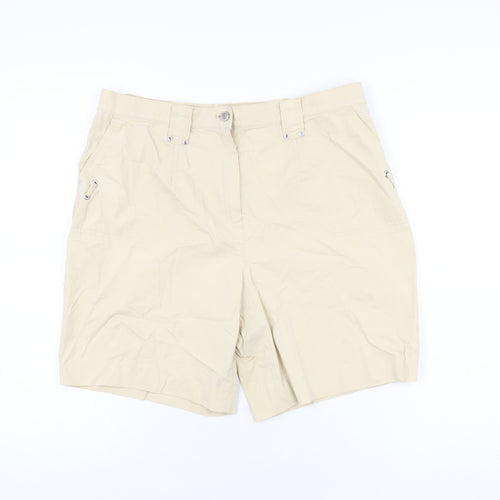 Gelco Womens Beige Cotton Bermuda Shorts Size 16 L7.5 in Regular Zip