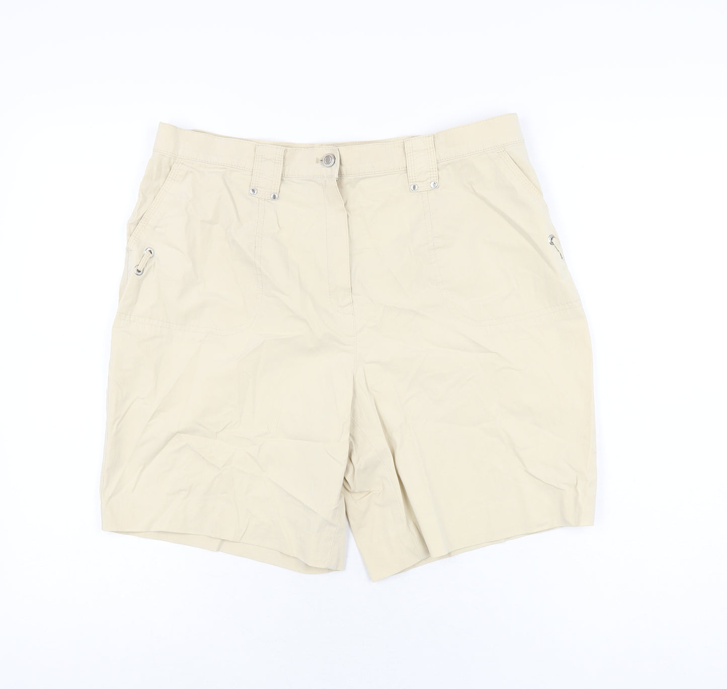 Gelco Womens Beige Cotton Bermuda Shorts Size 16 L7.5 in Regular Zip