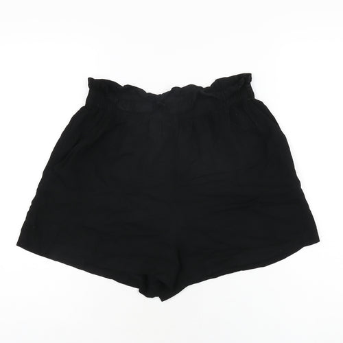 H&M Womens Black Viscose Basic Shorts Size 6 L3 in Regular Pull On
