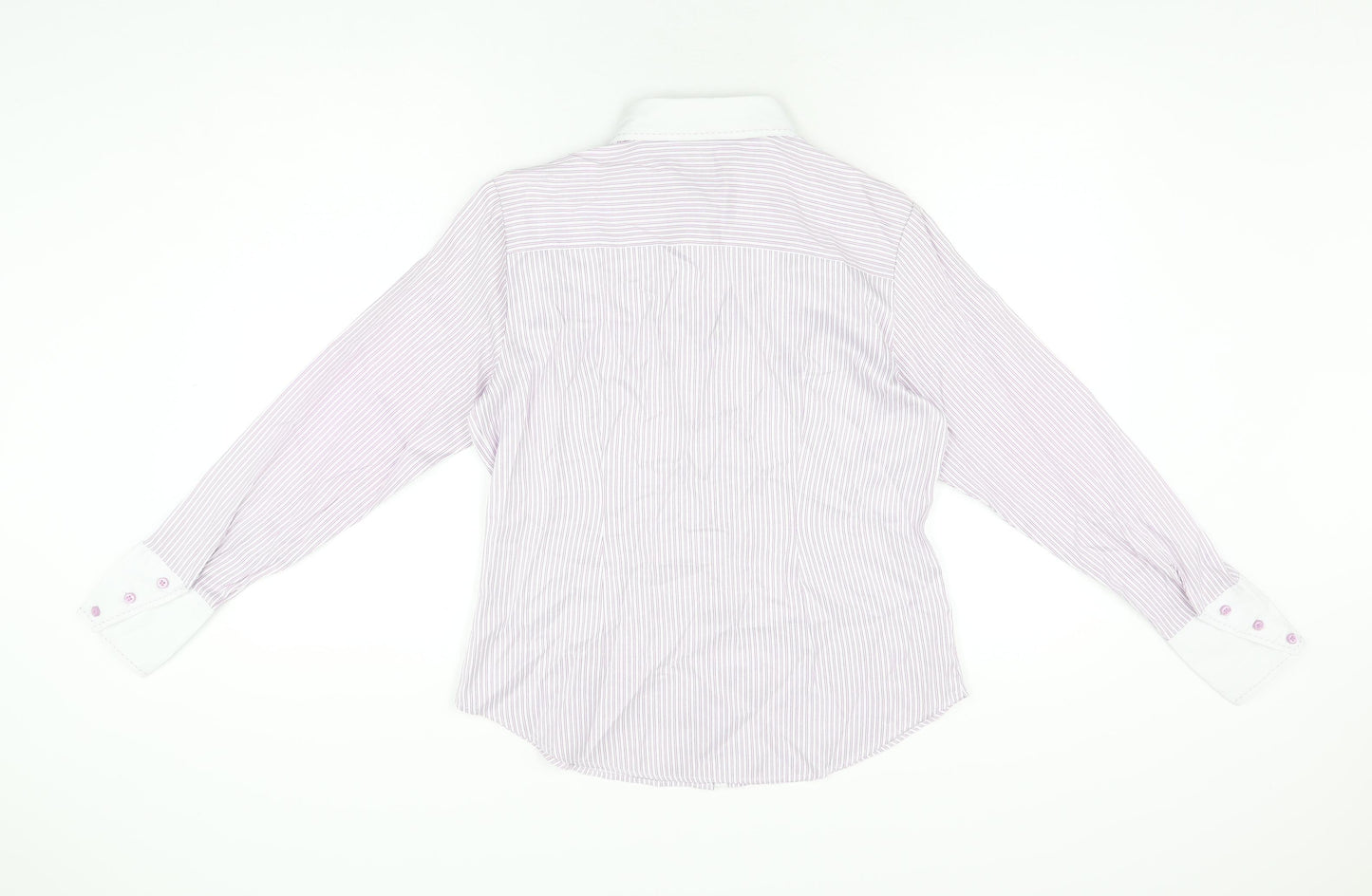 Haines & Bonner Womens Purple Striped Polyester Basic Button-Up Size 14 Collared