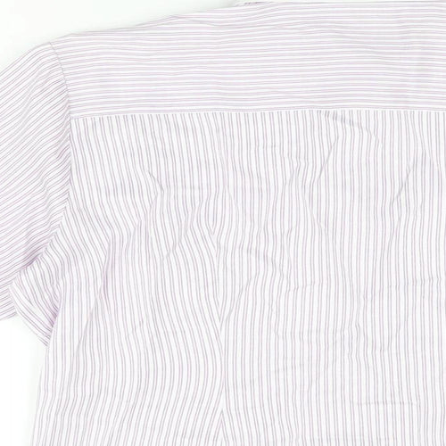 Haines & Bonner Womens Purple Striped Polyester Basic Button-Up Size 14 Collared