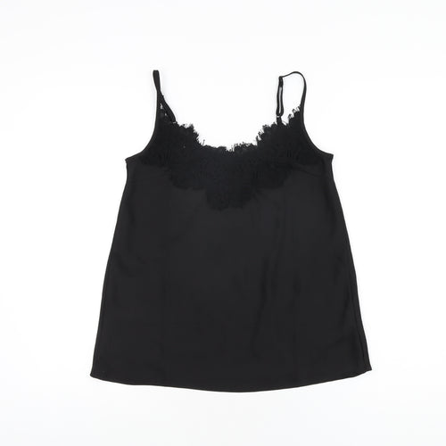 Missguided Womens Black Polyester Camisole T-Shirt Size 4 V-Neck
