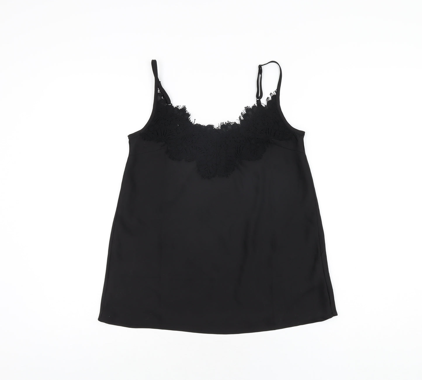 Missguided Womens Black Polyester Camisole T-Shirt Size 4 V-Neck