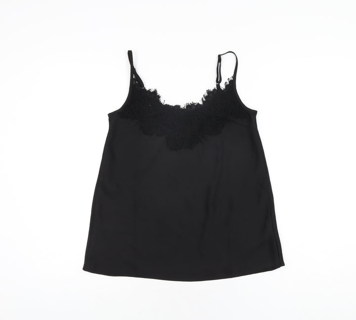 Missguided Womens Black Polyester Camisole T-Shirt Size 4 V-Neck
