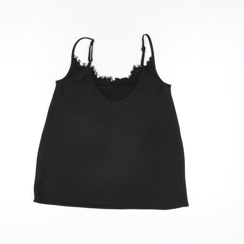 Missguided Womens Black Polyester Camisole T-Shirt Size 4 V-Neck