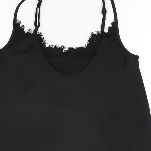Missguided Womens Black Polyester Camisole T-Shirt Size 4 V-Neck