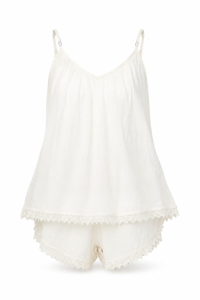 Front view of VILA women’s white viscose playsuit one-piece, size S, pullover