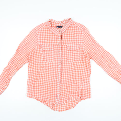 Gap Womens Red Geometric Cotton Basic Button-Up Size M Collared - Gingham