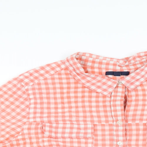 Gap Womens Red Geometric Cotton Basic Button-Up Size M Collared - Gingham