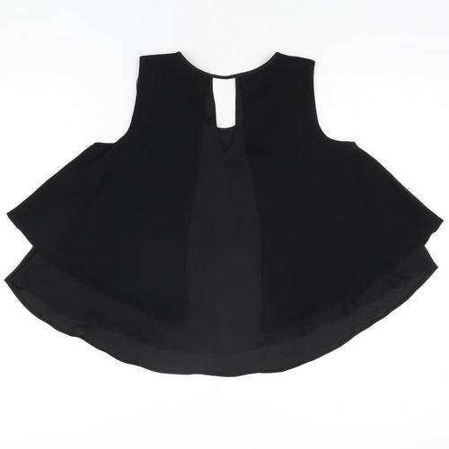 Zara Womens Black Polyester Basic T-Shirt Size XS Round Neck