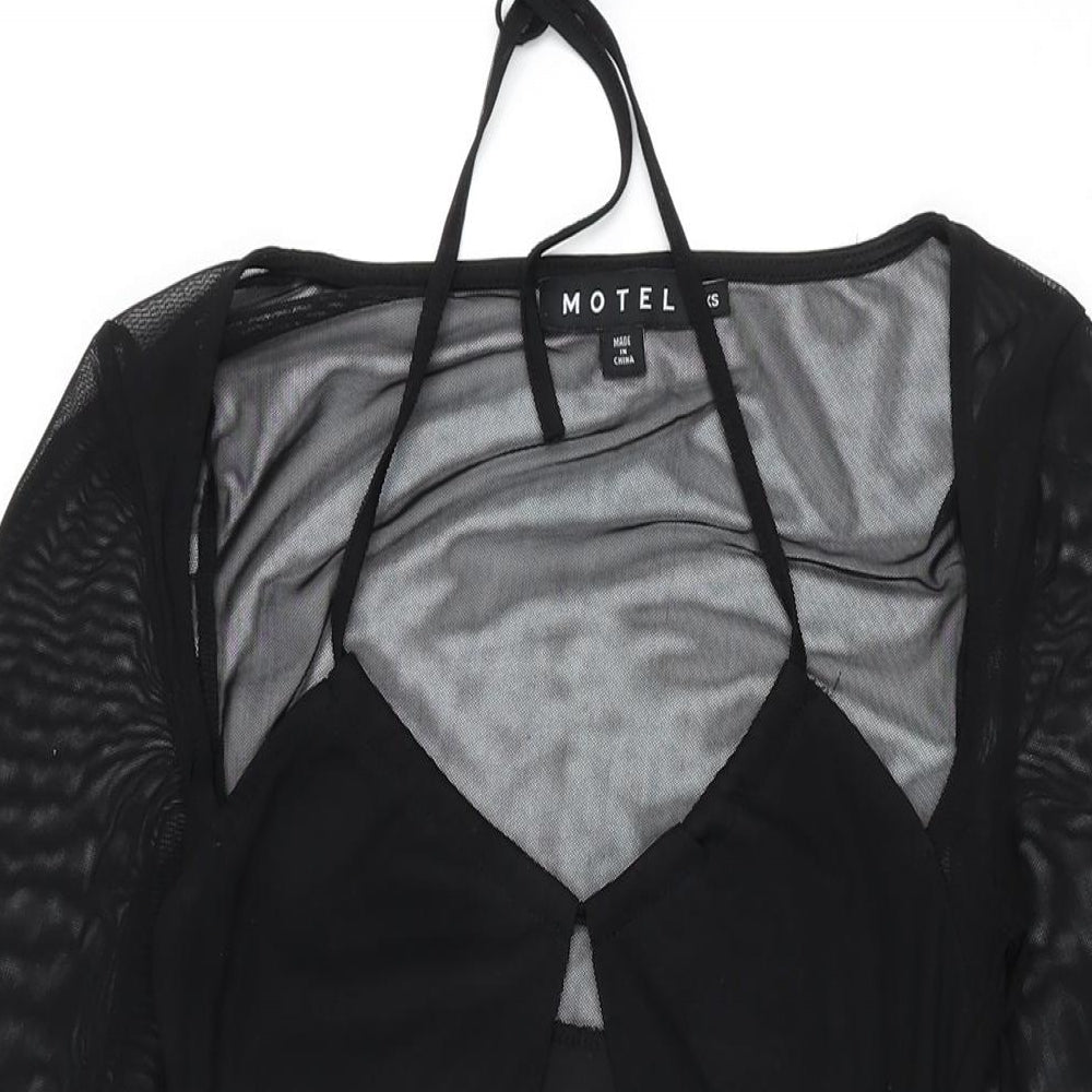 Motel Womens Black Nylon Bodycon Size XS Square Neck Pullover