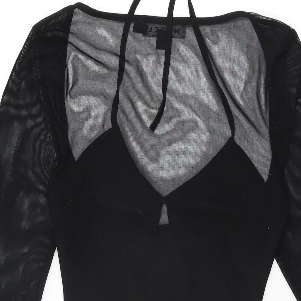 Motel Womens Black Nylon Bodycon Size XS Square Neck Pullover