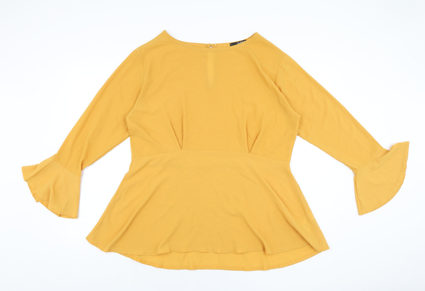 Quiz Womens Yellow Polyester Basic T-Shirt Size 20 Boat Neck