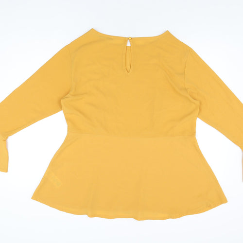 Quiz Womens Yellow Polyester Basic T-Shirt Size 20 Boat Neck