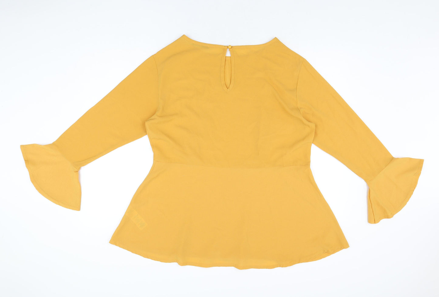 Quiz Womens Yellow Polyester Basic T-Shirt Size 20 Boat Neck