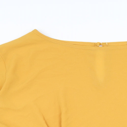 Quiz Womens Yellow Polyester Basic T-Shirt Size 20 Boat Neck