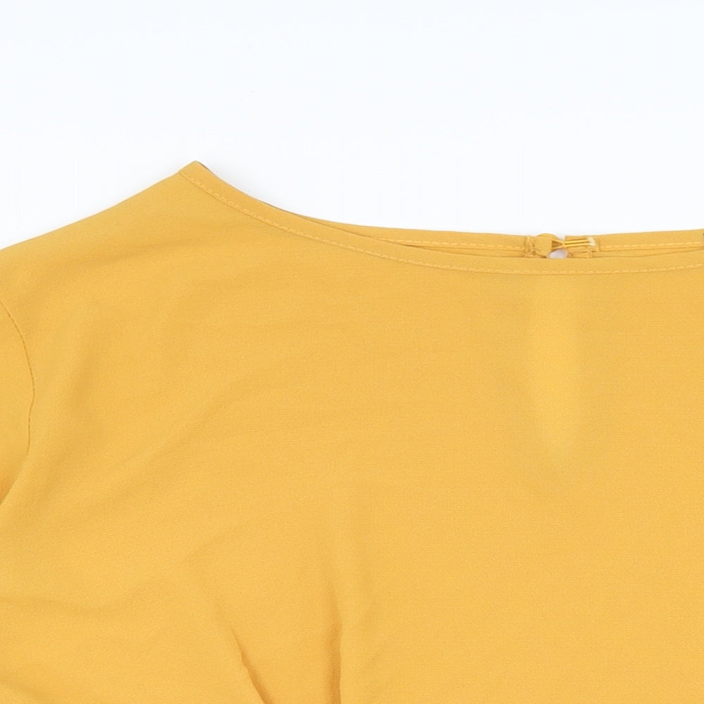 Quiz Womens Yellow Polyester Basic T-Shirt Size 20 Boat Neck