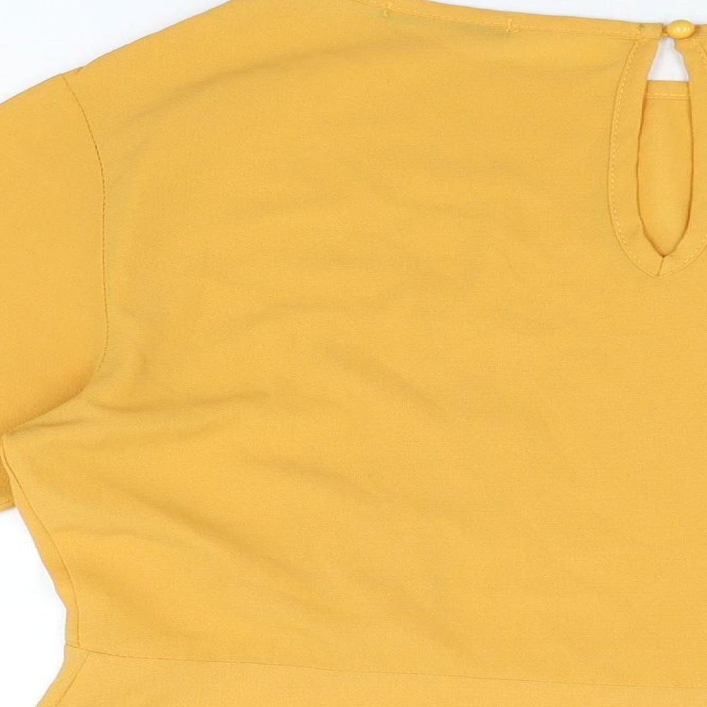 Quiz Womens Yellow Polyester Basic T-Shirt Size 20 Boat Neck