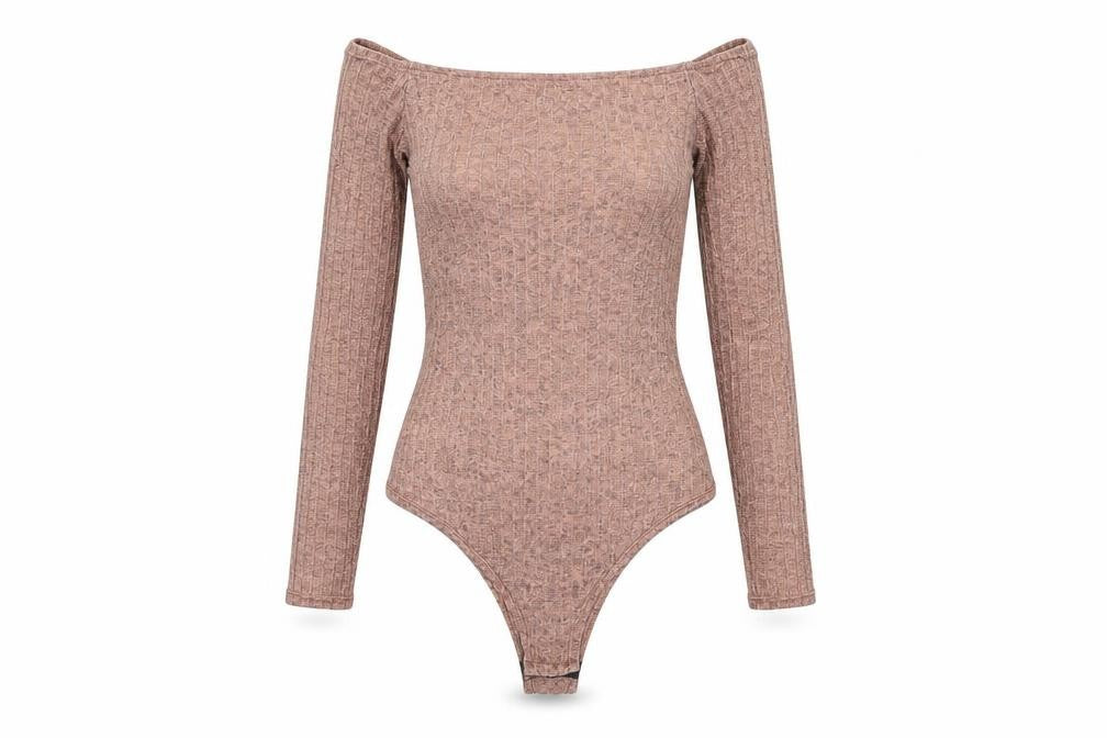 Front view of PRETTYLITTLETHING women’s gold polyester bodysuit one-piece, size UK 8, snap