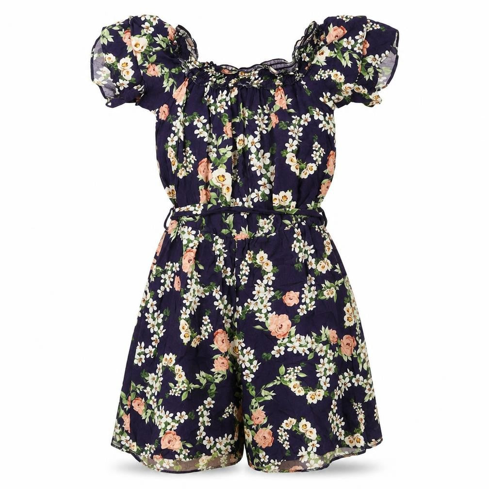 Dorothy Perkins Womens Blue Floral Viscose Playsuit One-Piece Size 6 Pullover
