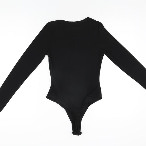 Boohoo Womens Black Viscose Bodysuit One-Piece Size 8 Snap