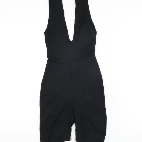 PRETTYLITTLETHING Womens Black Polyester Playsuit One-Piece Size 6 L6 in Pullover