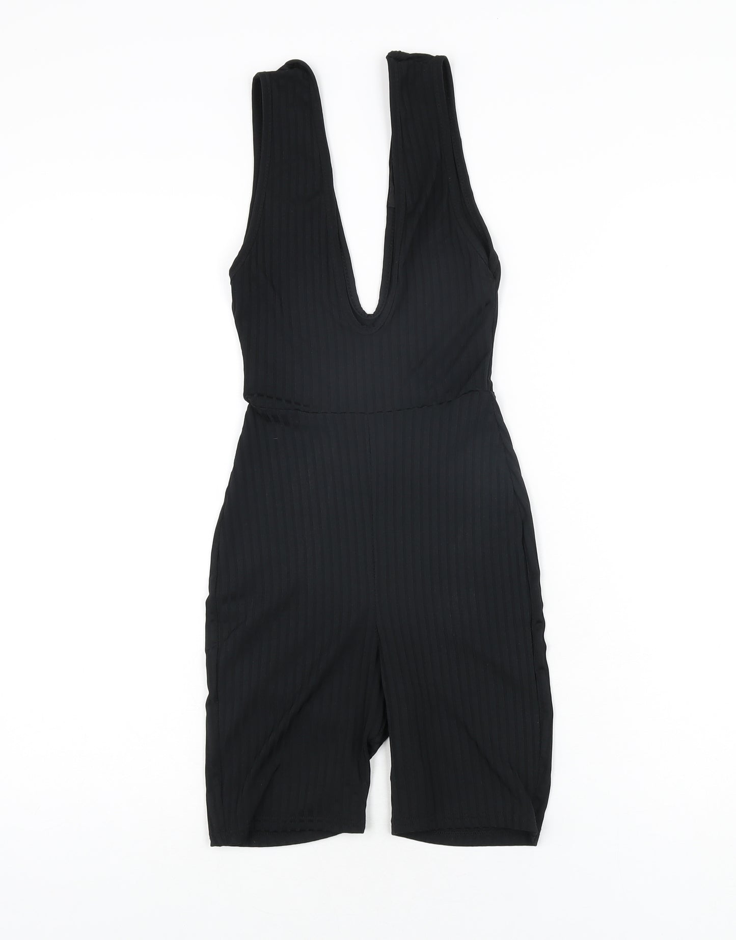 PRETTYLITTLETHING Womens Black Polyester Playsuit One-Piece Size 6 L6 in Pullover