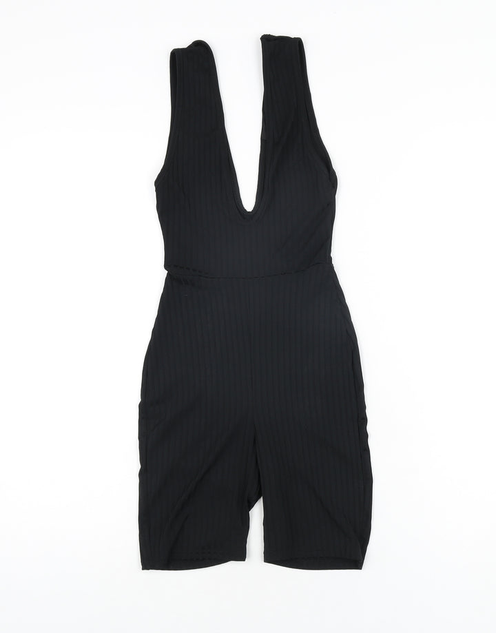 PRETTYLITTLETHING Womens Black Polyester Playsuit One-Piece Size 6 L6 in Pullover