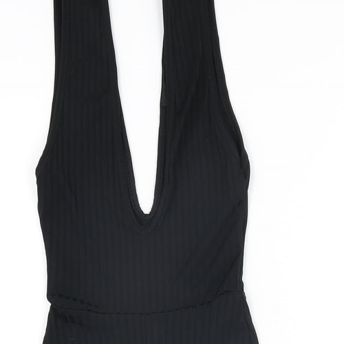 PRETTYLITTLETHING Womens Black Polyester Playsuit One-Piece Size 6 L6 in Pullover