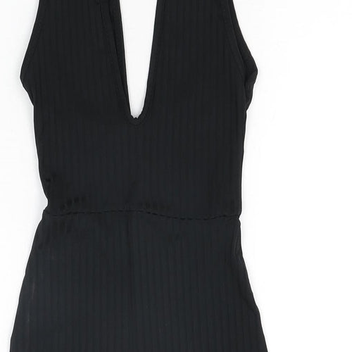 PRETTYLITTLETHING Womens Black Polyester Playsuit One-Piece Size 6 L6 in Pullover
