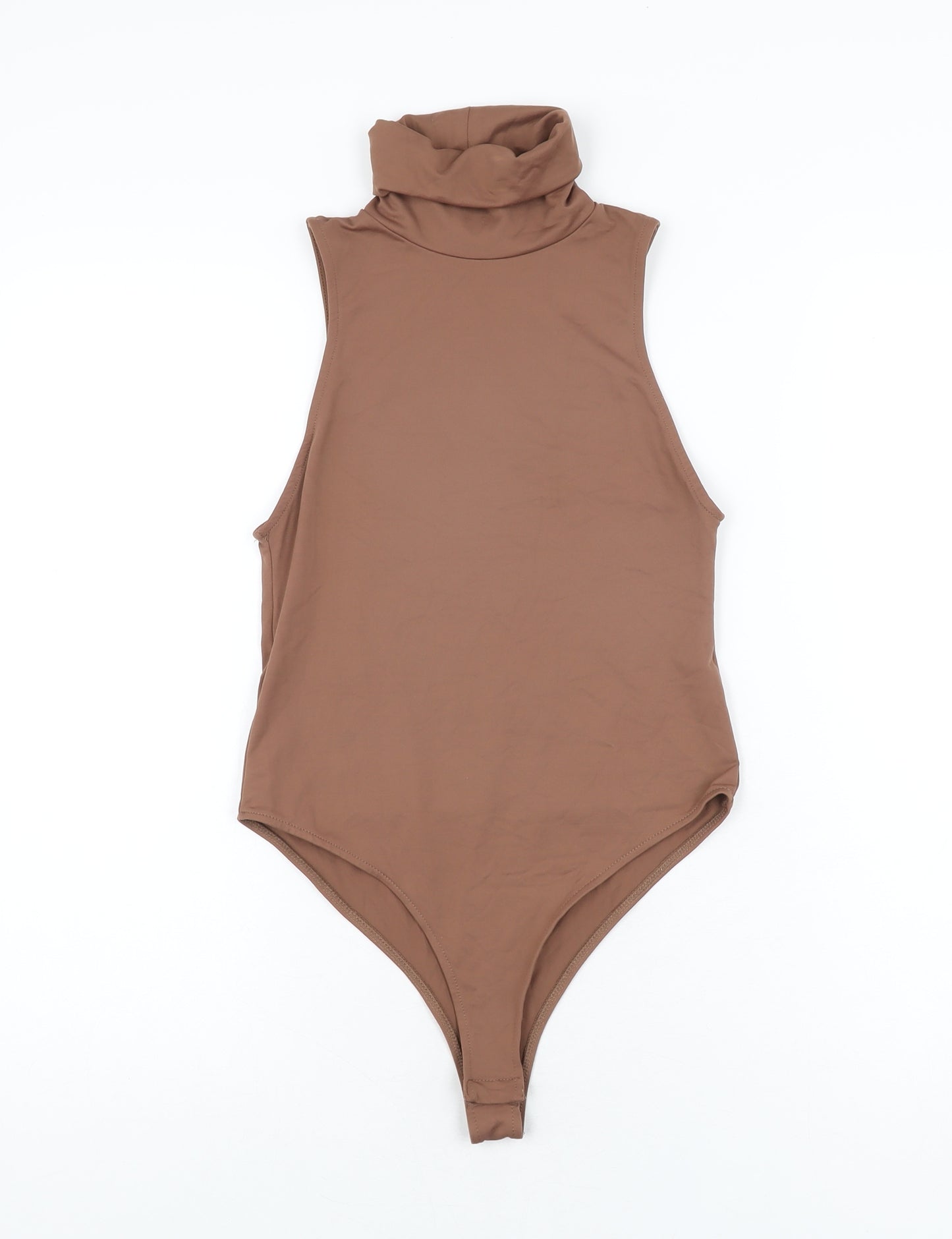 Zara Womens Brown Polyester Bodysuit One-Piece Size M Snap