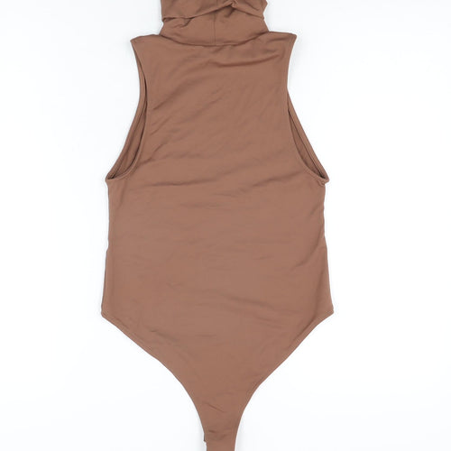 Zara Womens Brown Polyester Bodysuit One-Piece Size M Snap