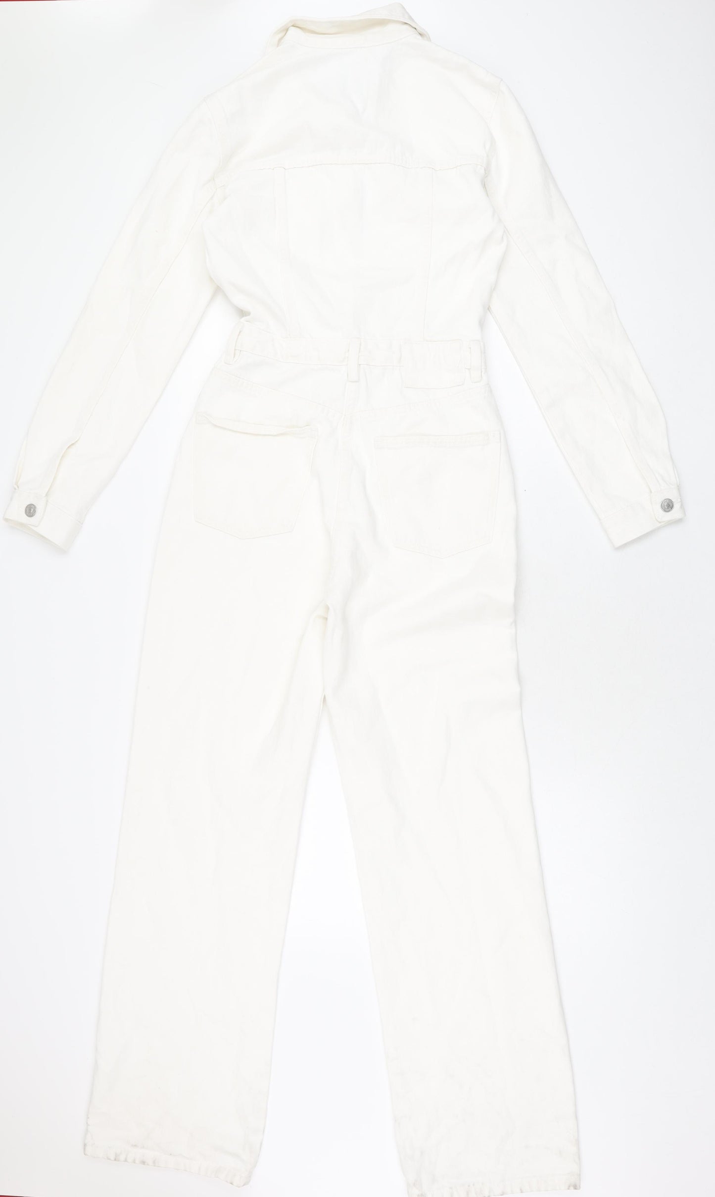 Zara Womens White Cotton Jumpsuit One-Piece Size S L32 in Button