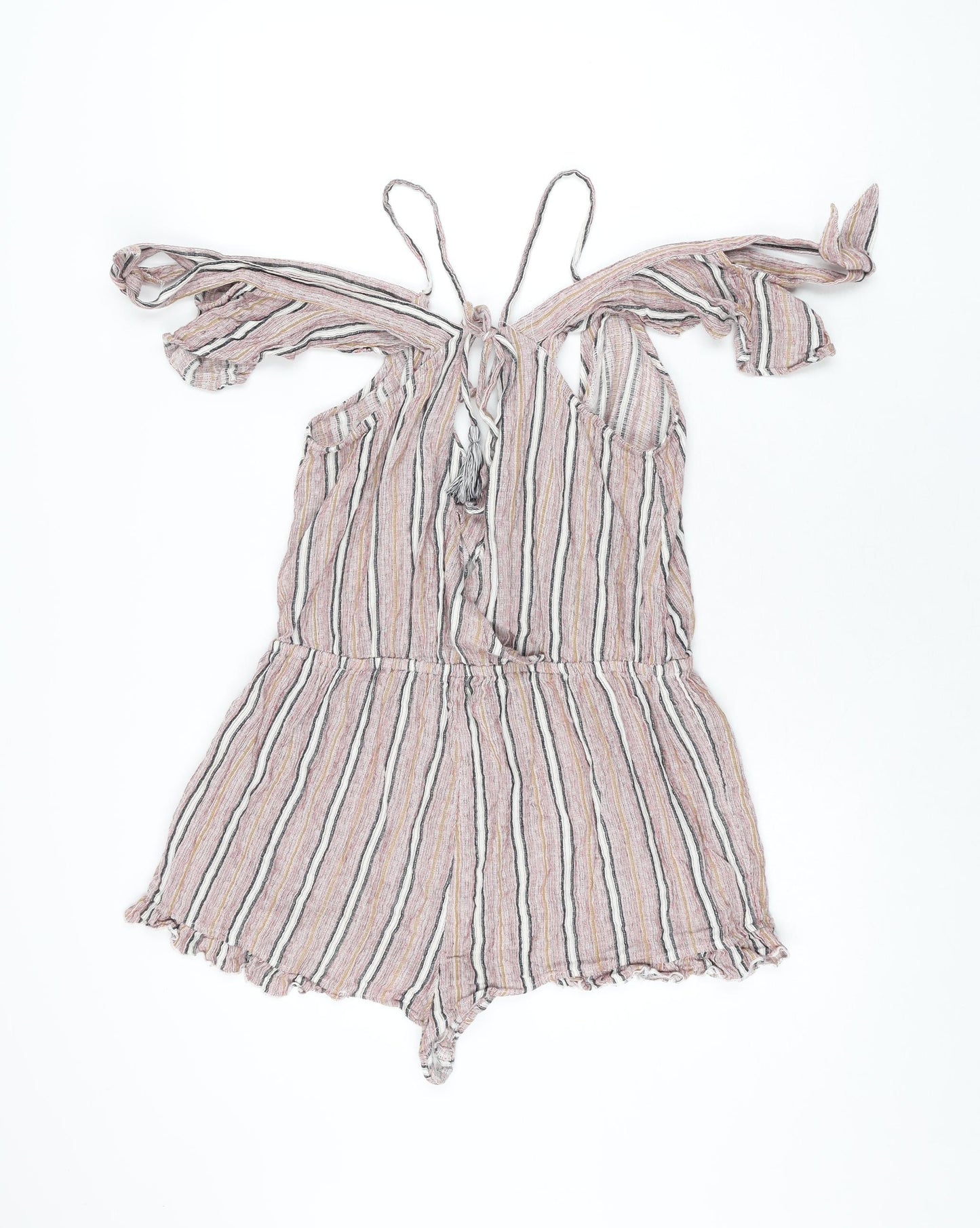 Topshop Womens Red Striped Cotton Playsuit One-Piece Size M Pullover