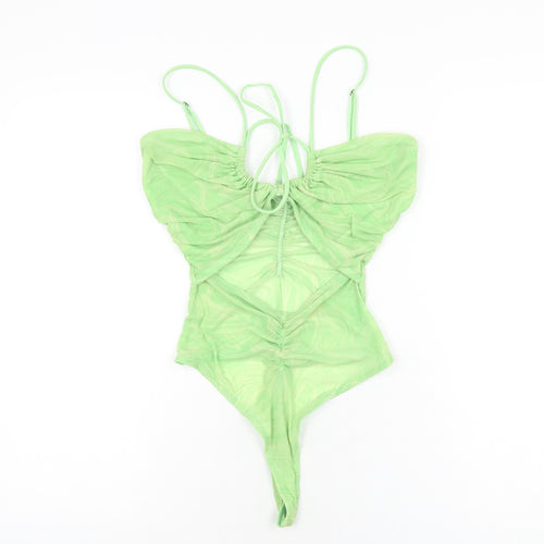 Out From Under Womens Green Geometric Nylon Bodysuit One-Piece Size M Snap