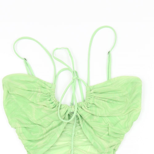 Out From Under Womens Green Geometric Nylon Bodysuit One-Piece Size M Snap