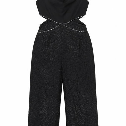 Topshop Womens Black Geometric Polyester Jumpsuit One-Piece Size 12 L29 in Zip